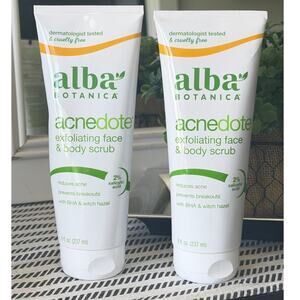 Alba Botanica Acnedote Face Body Scrub 2% Salicylic Acid 8oz 2 Pack